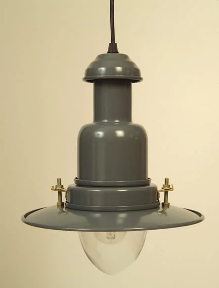 Small Slate Grey Fisherman's Pendant Light 26cm Dia Fisherman's Pendant Lights Industrial & Nautical Lighting