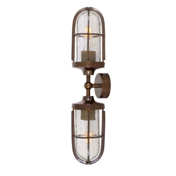 clayton double well glass wall light ip54 13054