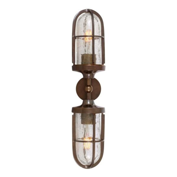 clayton double well glass wall light ip54 13055