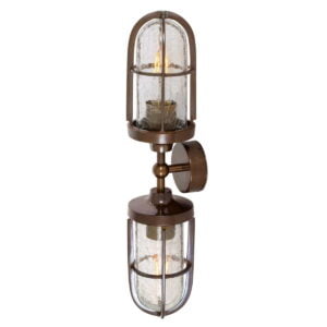 Clayton Double Well Glass Wall Light IP54 Nautical Wall Lights Fisherman's Lights UK