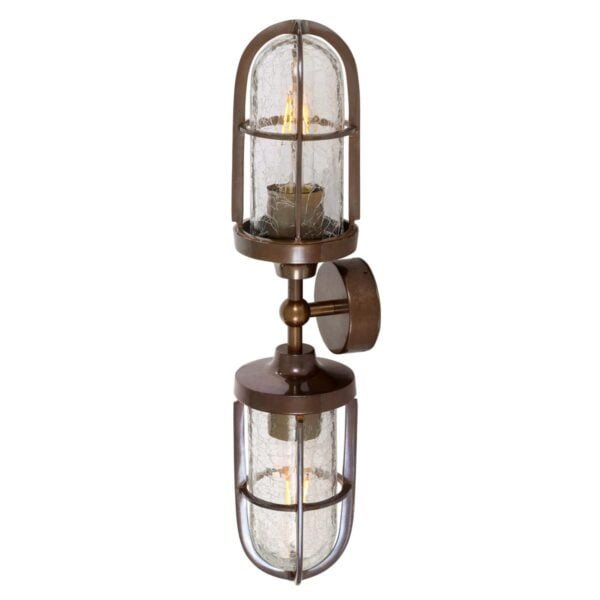 clayton double well glass wall light ip54 13056