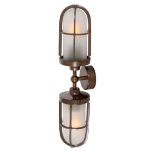 Clayton Double Well Glass Wall Light IP54 Nautical Wall Lights Fisherman's Lights UK