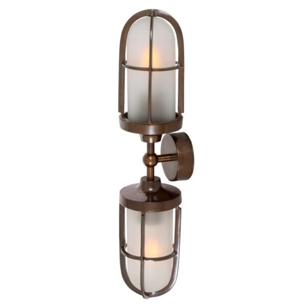 clayton double well glass wall light ip54 13057