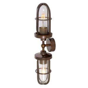 Clayton Double Well Glass Wall Light IP54 Nautical Wall Lights Fisherman's Lights UK