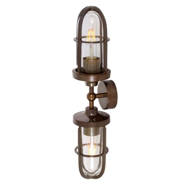 clayton double well glass wall light ip54 13058