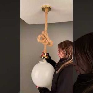 Azores Opal Glass Globe Pendant Light with Jute Rope | IP44 Nautical Pendant Lighting Fisherman's Lights UK