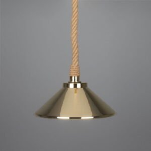 Naxos Jute Rope Pendant Light with Vintage Brass Shade 38cm IP65 Nautical Pendant Lighting Fisherman's Lights UK