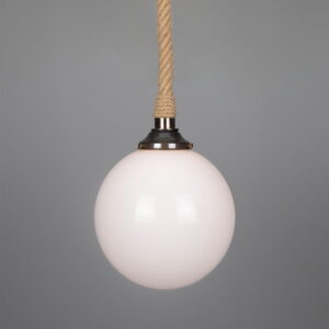 Azores Opal Glass Globe Pendant Light with Jute Rope | IP44 Nautical Pendant Lighting Fisherman's Lights UK