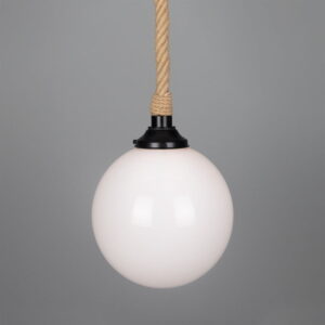 Azores Opal Glass Globe Pendant Light with Jute Rope | IP44 Nautical Pendant Lighting Fisherman's Lights UK