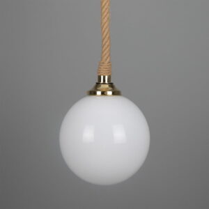 Azores Opal Glass Globe Pendant Light with Jute Rope | IP44 Nautical Pendant Lighting Fisherman's Lights UK