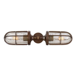 Clayton Double Well Glass Wall Light IP54 Nautical Wall Lights Fisherman's Lights UK