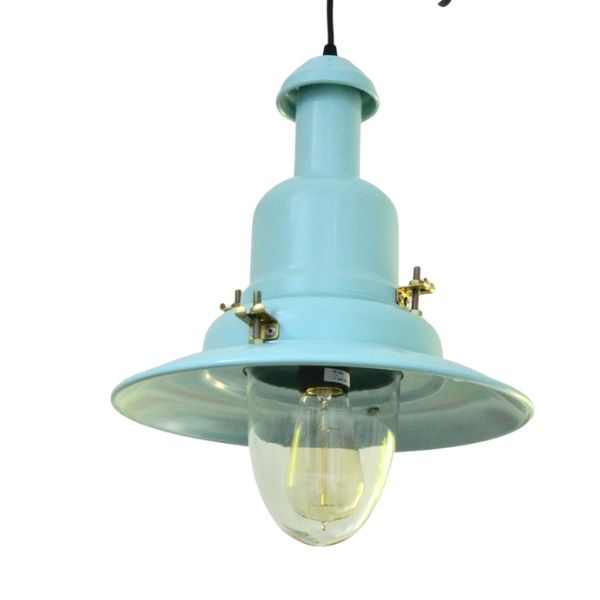 Extra Large Pendant Lights for High Ceilings Extra Large 42cm Dia Fishermans Pendant Light in Seaspray Blue with Longer Cable