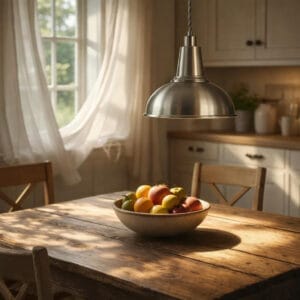 Large Industrial Kitchen Pendant Light Shade - Silver Kitchen Ceiling Lighting Fisherman's Lights UK