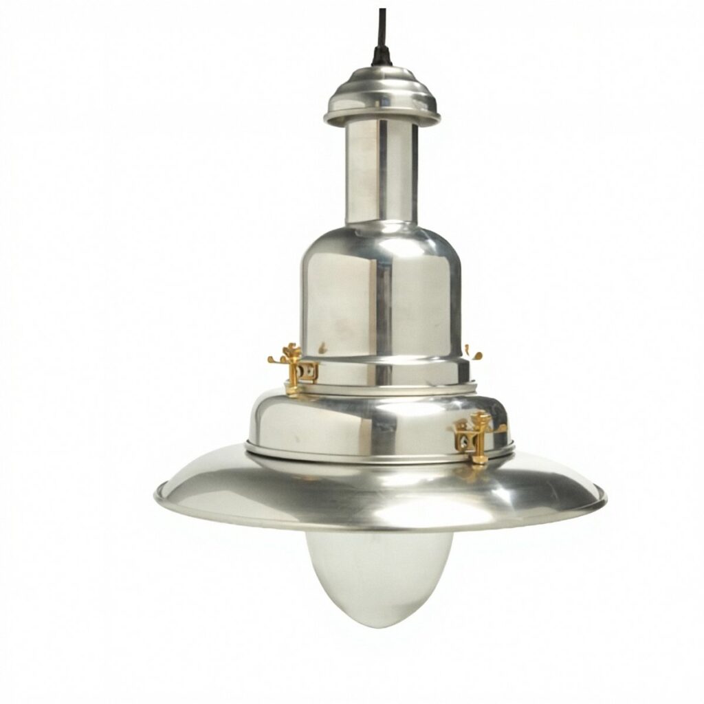 Large Industrial Fisherman’s Pendant Light In Aluminium 32cm Dia