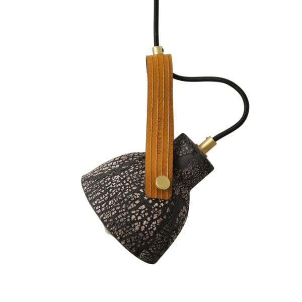 Black Pera Ceramic Pendant with Rescued Fire-Hose Strap Industrial Pendant Lights Industrial & Nautical Lighting