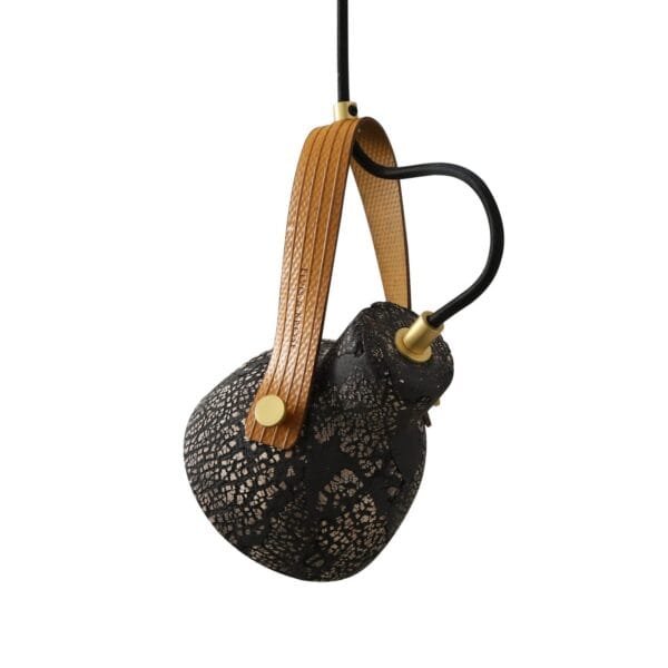 Black Pera Ceramic Pendant with Rescued Fire-Hose Strap Industrial Pendant Lights Industrial & Nautical Lighting