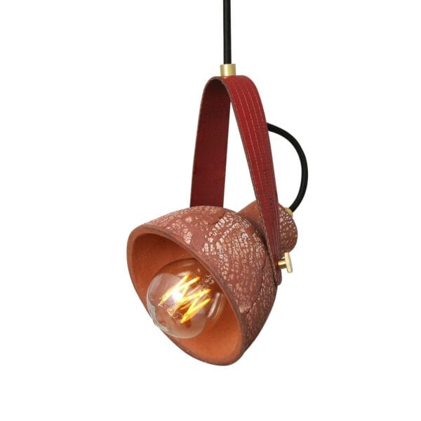 Red Iron Pera Ceramic Pendant with Rescued Fire-Hose Strap Industrial Pendant Lights Industrial & Nautical Lighting