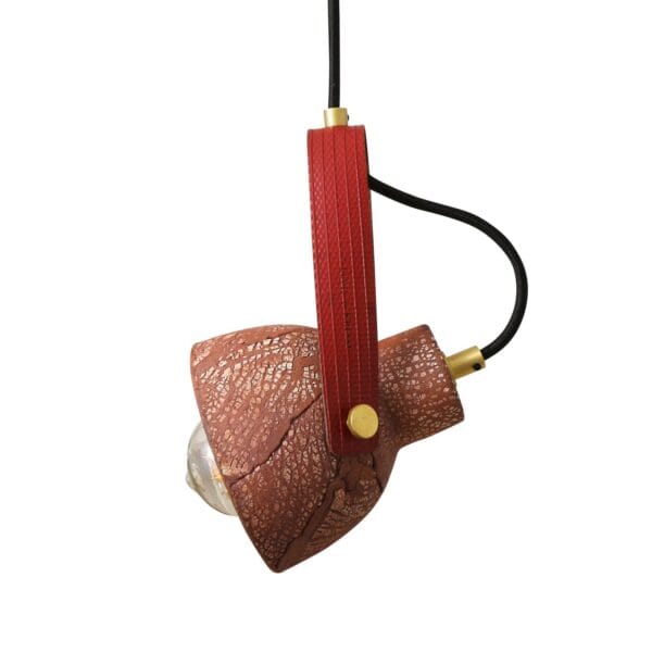 Red Iron Pera Ceramic Pendant with Rescued Fire-Hose Strap Industrial Pendant Lights Industrial & Nautical Lighting