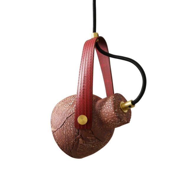 Red Iron Pera Ceramic Pendant with Rescued Fire-Hose Strap Industrial Pendant Lights Industrial & Nautical Lighting