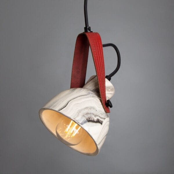 Marbled Pera Ceramic Pendant with Rescued Fire-Hose Strap Industrial Pendant Lights Industrial & Nautical Lighting