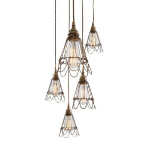 Praia Cage 5 Light Pendant Cluster Industrial Pendant Lights Fisherman's Lights UK