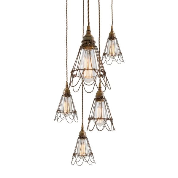 Praia Cage 5 Light Pendant Cluster Industrial Pendant Lights Industrial & Nautical Lighting