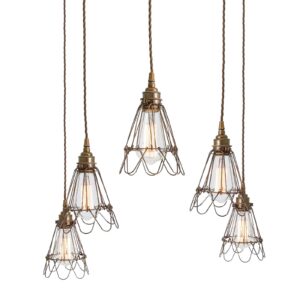 Praia Cage 5 Light Pendant Cluster Industrial Pendant Lights Fisherman's Lights UK