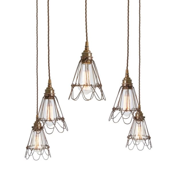 Praia Cage 5 Light Pendant Cluster Industrial Pendant Lights Industrial & Nautical Lighting