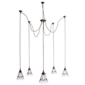 Praia Cage 5 Light Pendant Cluster Industrial Pendant Lights Fisherman's Lights UK