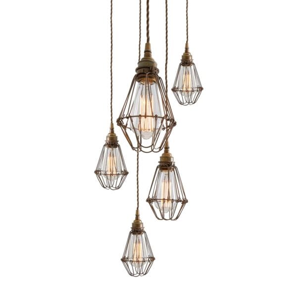 Praia Cage 5 Light Pendant Cluster Industrial Pendant Lights Industrial & Nautical Lighting