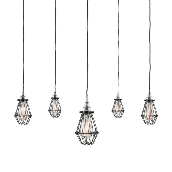 Praia Cage 5 Light Pendant Cluster Industrial Pendant Lights Industrial & Nautical Lighting