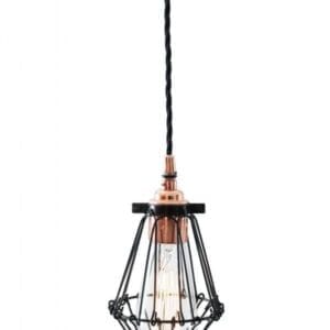 Juba Black Cage & Polished Copper Pendant Light Industrial Pendant Lights Industrial & Nautical Lighting