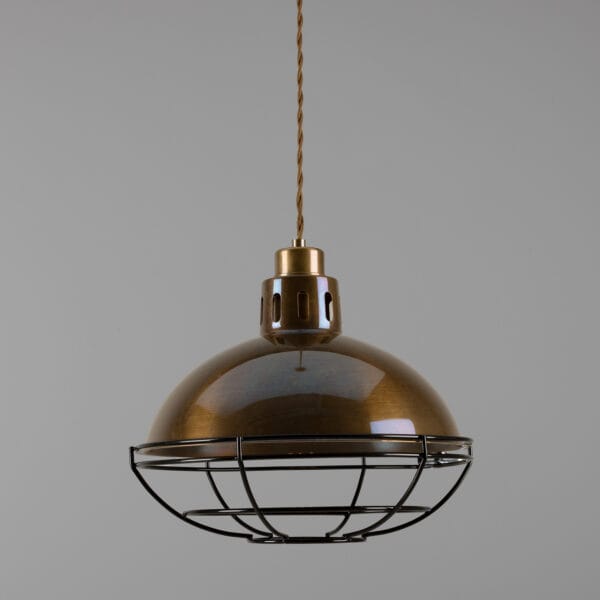 Chester Brass Cage Pendant Light Industrial Pendant Lights Industrial & Nautical Lighting