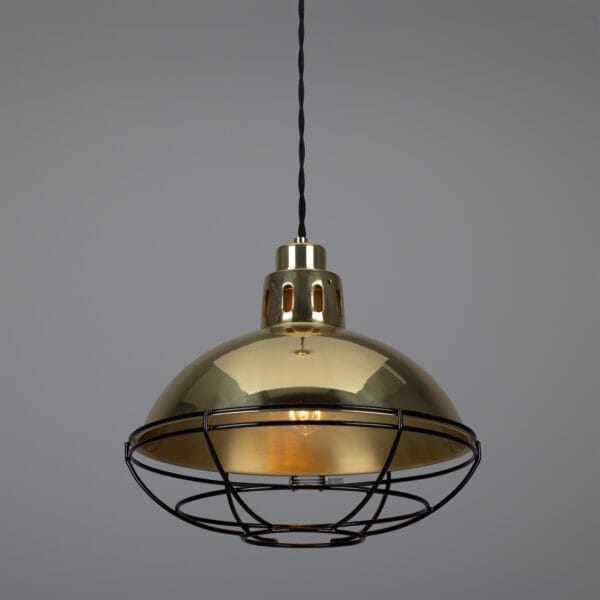 Chester Brass Cage Pendant Light Industrial Pendant Lights Industrial & Nautical Lighting