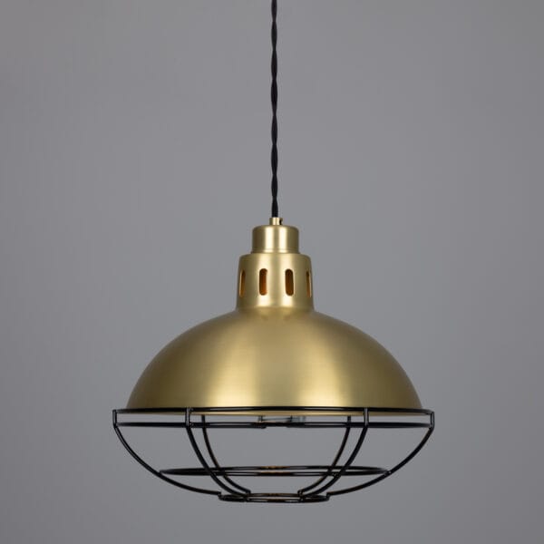 Chester Brass Cage Pendant Light Industrial Pendant Lights Industrial & Nautical Lighting