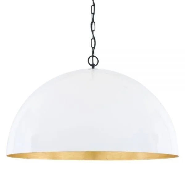 Large White Goma Gold Leaf Dome Pendant Industrial Pendant Lights Industrial & Nautical Lighting