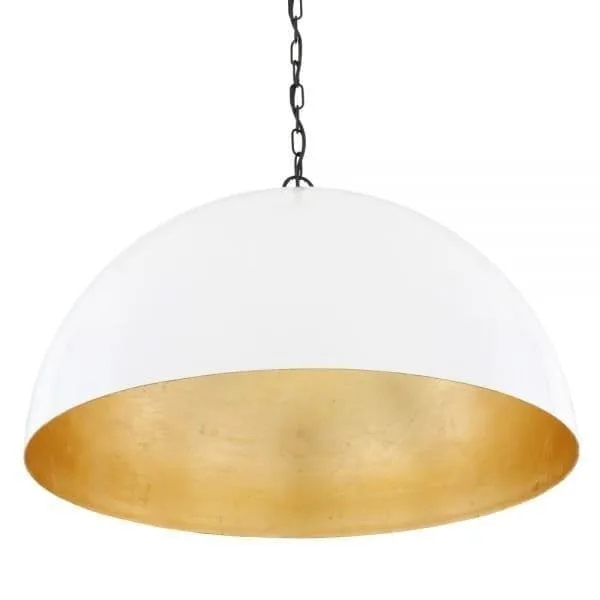 Large White Goma Gold Leaf Dome Pendant Industrial Pendant Lights Industrial & Nautical Lighting