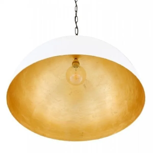 Large White Goma Gold Leaf Dome Pendant Industrial Pendant Lights Industrial & Nautical Lighting