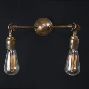 Arrigo Brass Double Wall Light Industrial Wall Lights Industrial & Nautical Lighting