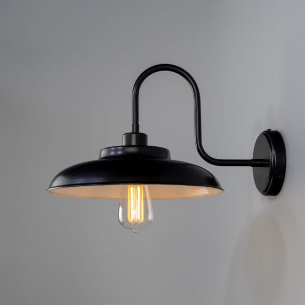 Telal Goose Neck Wall Light Black or Brass Industrial Wall Lights Industrial & Nautical Lighting