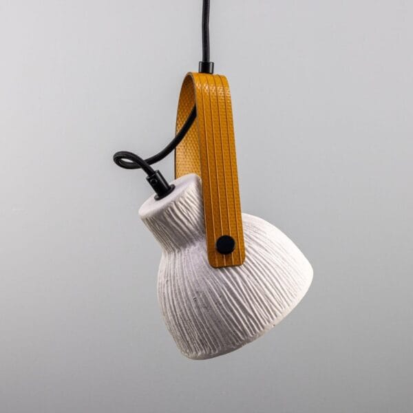 White Ceramic Pendant with Fire-Hose Strap Matt Stripped Shade Industrial Pendant Lights Industrial & Nautical Lighting