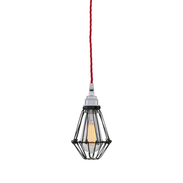 Praia Black Industrial Cage Pendant with Coloured Wire Industrial Pendant Lights Industrial & Nautical Lighting