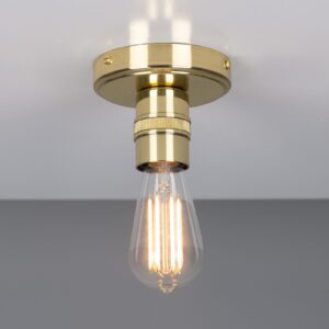 Devon Minimalist Brass Flush Ceiling Light Industrial Pendant Lights Fisherman's Lights UK