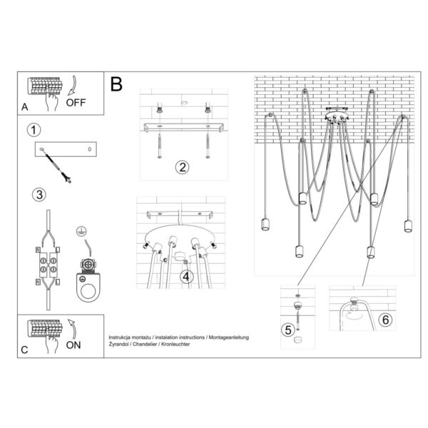 Chandelier Edison 5 Black Uncategorized Fisherman's Lights UK