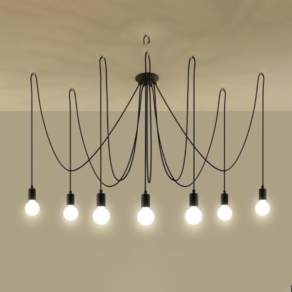 Chandelier Edison 7 Black Uncategorized Fisherman's Lights UK