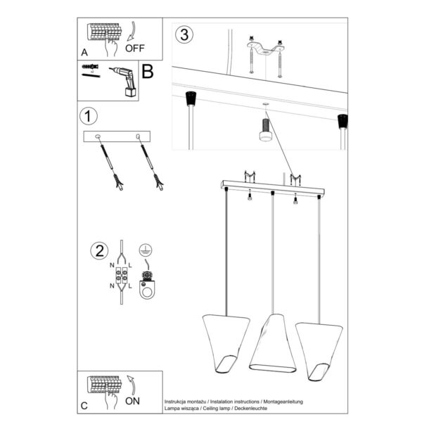 Chandelier Blum 3 White Uncategorized Fisherman's Lights UK
