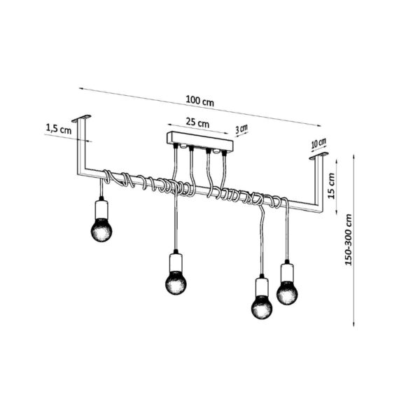 Chandelier Salamanca 4 Black Uncategorized Fisherman's Lights UK