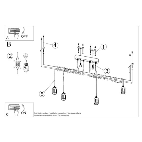 Chandelier Salamanca 4 Black Uncategorized Fisherman's Lights UK