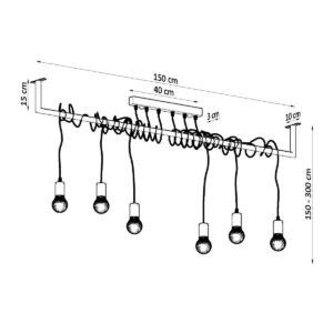 Chandelier Salamanca 6 Black Uncategorized Fisherman's Lights UK