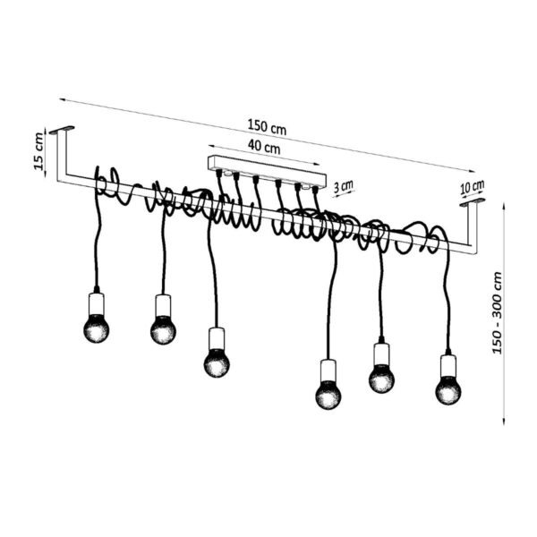 Chandelier Salamanca 6 Black Uncategorized Fisherman's Lights UK